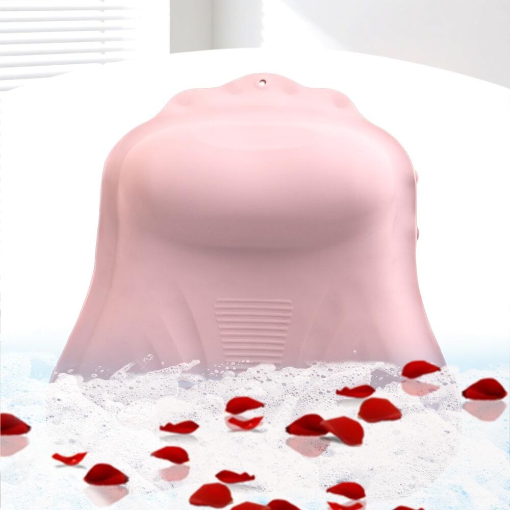 Bath Pillow Silicone Ergonomic Neck Shoulder Support Headrest Tub Spa Pink
